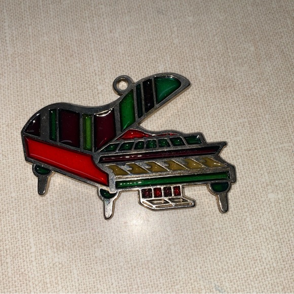 Vintage‎ Stained Glass Piano Pendant Suncatcher Window  Christmas Ornament - Picture 3 of 8